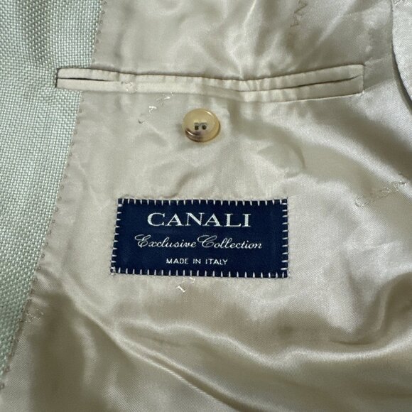 *Recent* Canali Made in Italy Wool Silk Linen Green Sport Coat Men’s 50 R - Picture 8 of 13